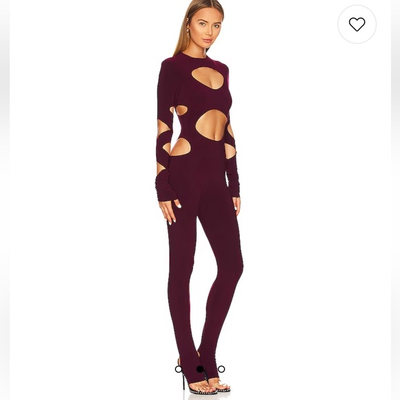 New Norma Kamali Long Sleeve Aztec Catsuit in Plum XS - Picture 16 of 16